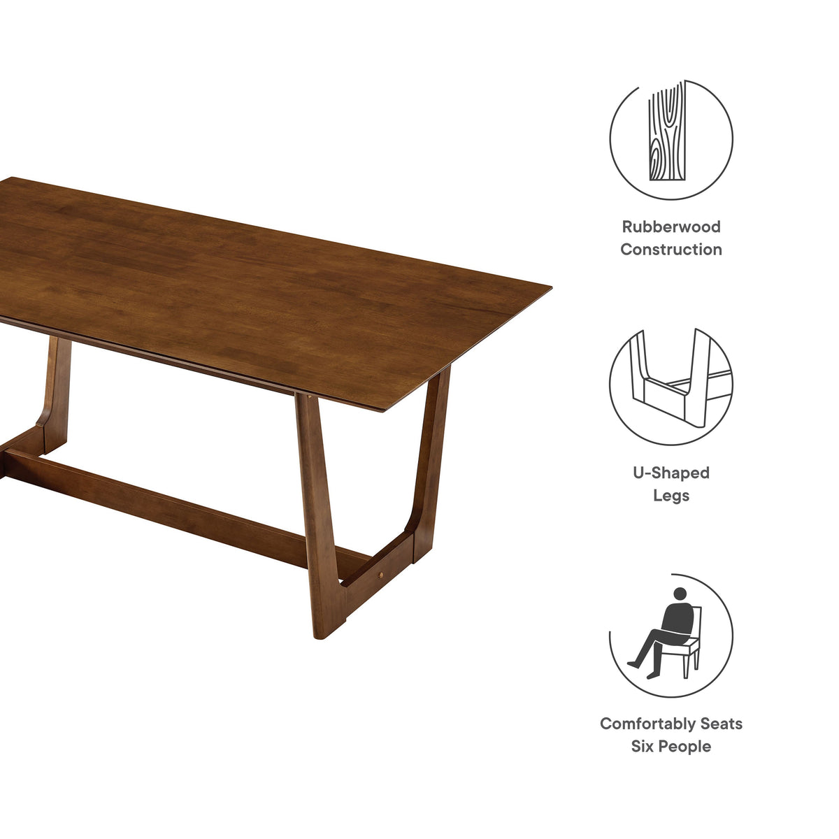 Solara Walnut 71" Rectangle Wood Dining Table