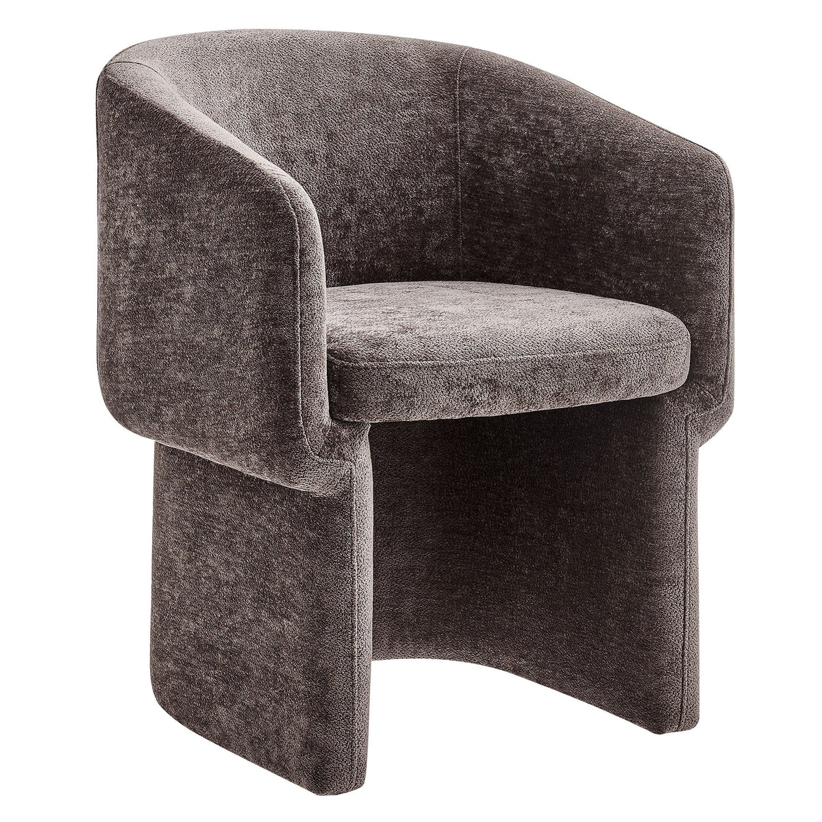Verity Chocolate Brown Barrel Back Chenille Dining Armchair