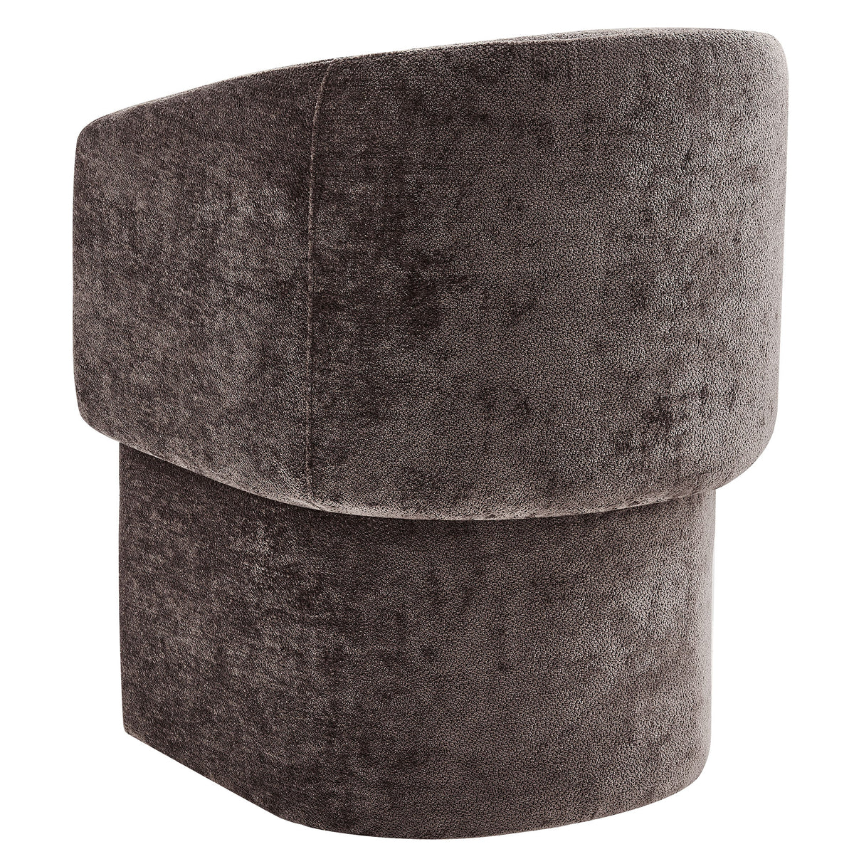 Verity Chocolate Brown Barrel Back Chenille Dining Armchair