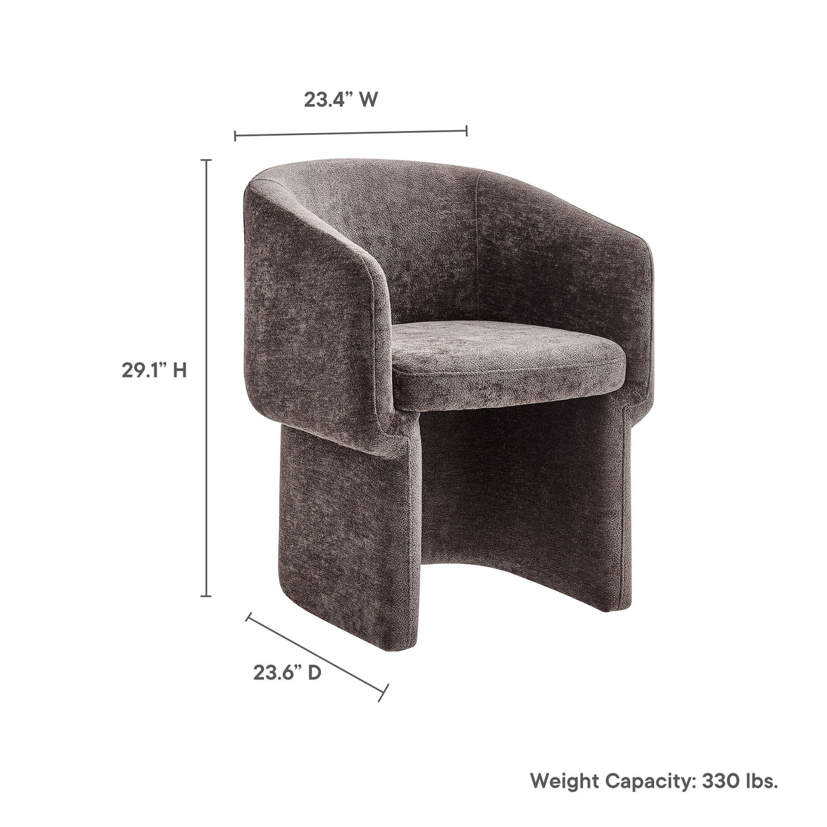 Verity Chocolate Brown Barrel Back Chenille Dining Armchair