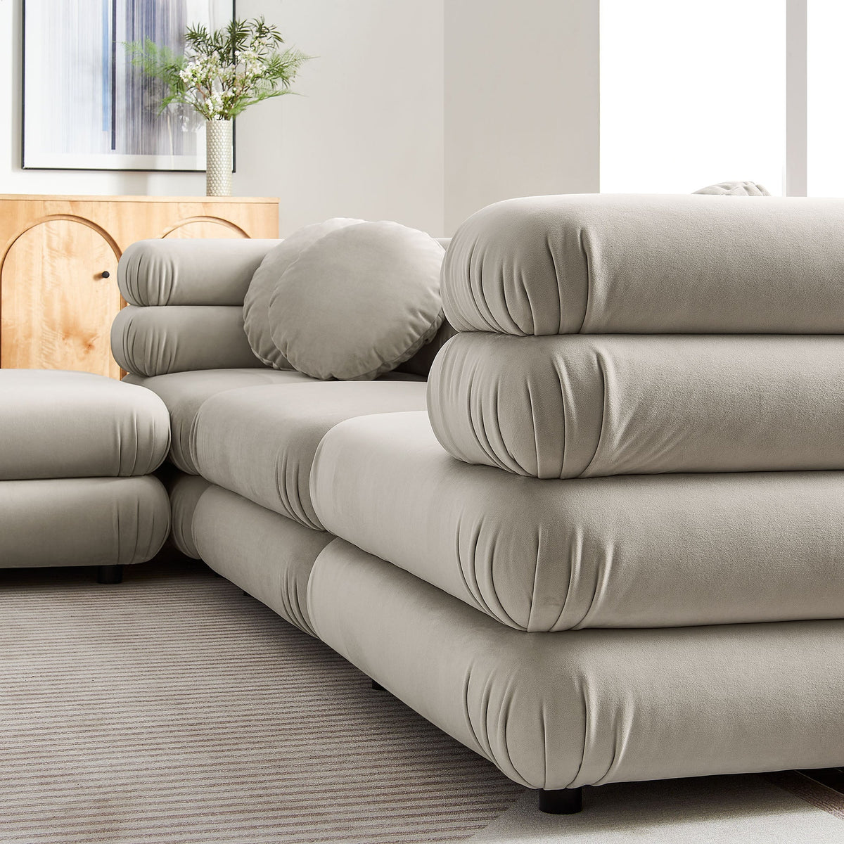 Jubilee Almond 4-Piece Modular Performance Velvet Sectional Sofa