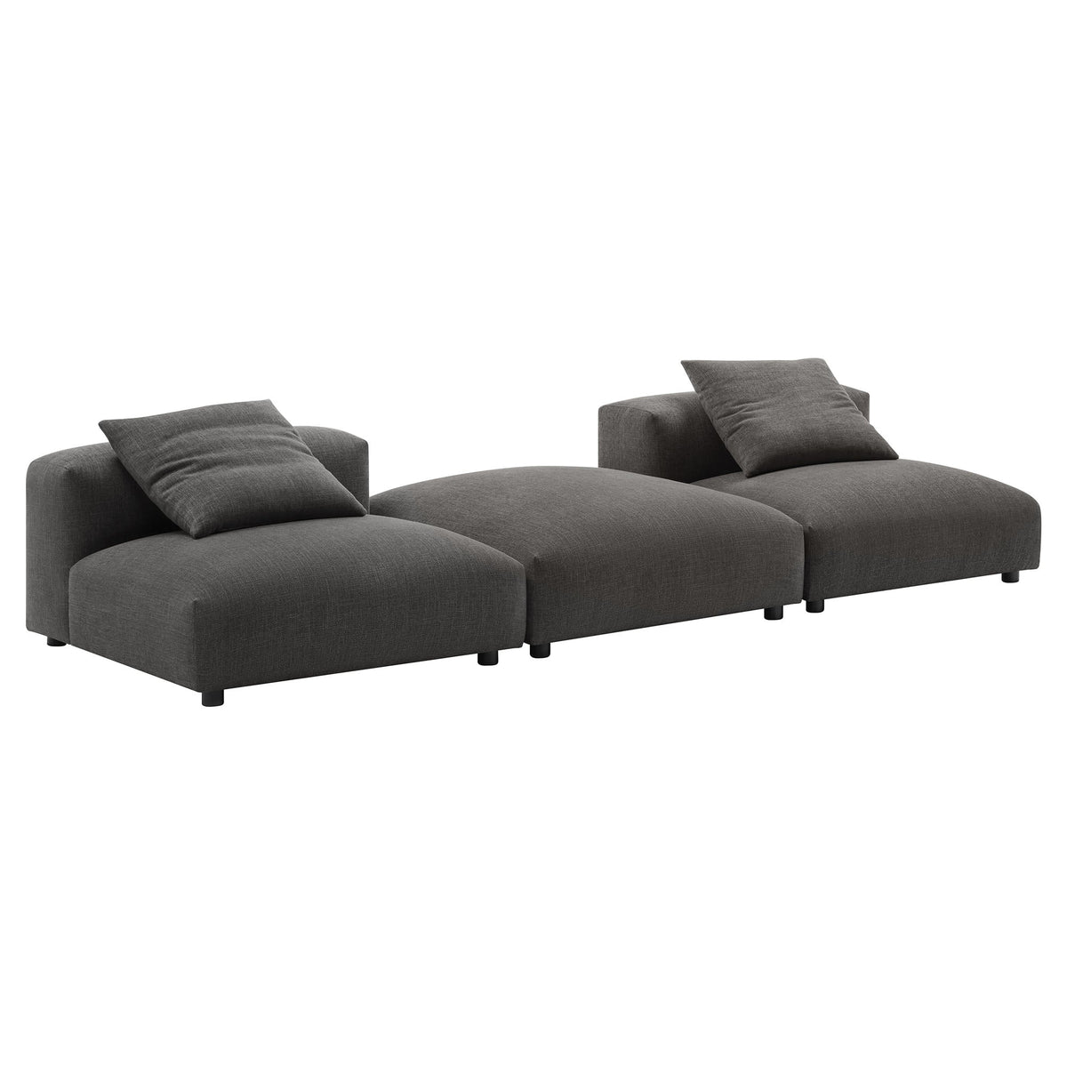 Solace Charcoal 3-Piece Modular Upholstered Fabric Sectional Sofa