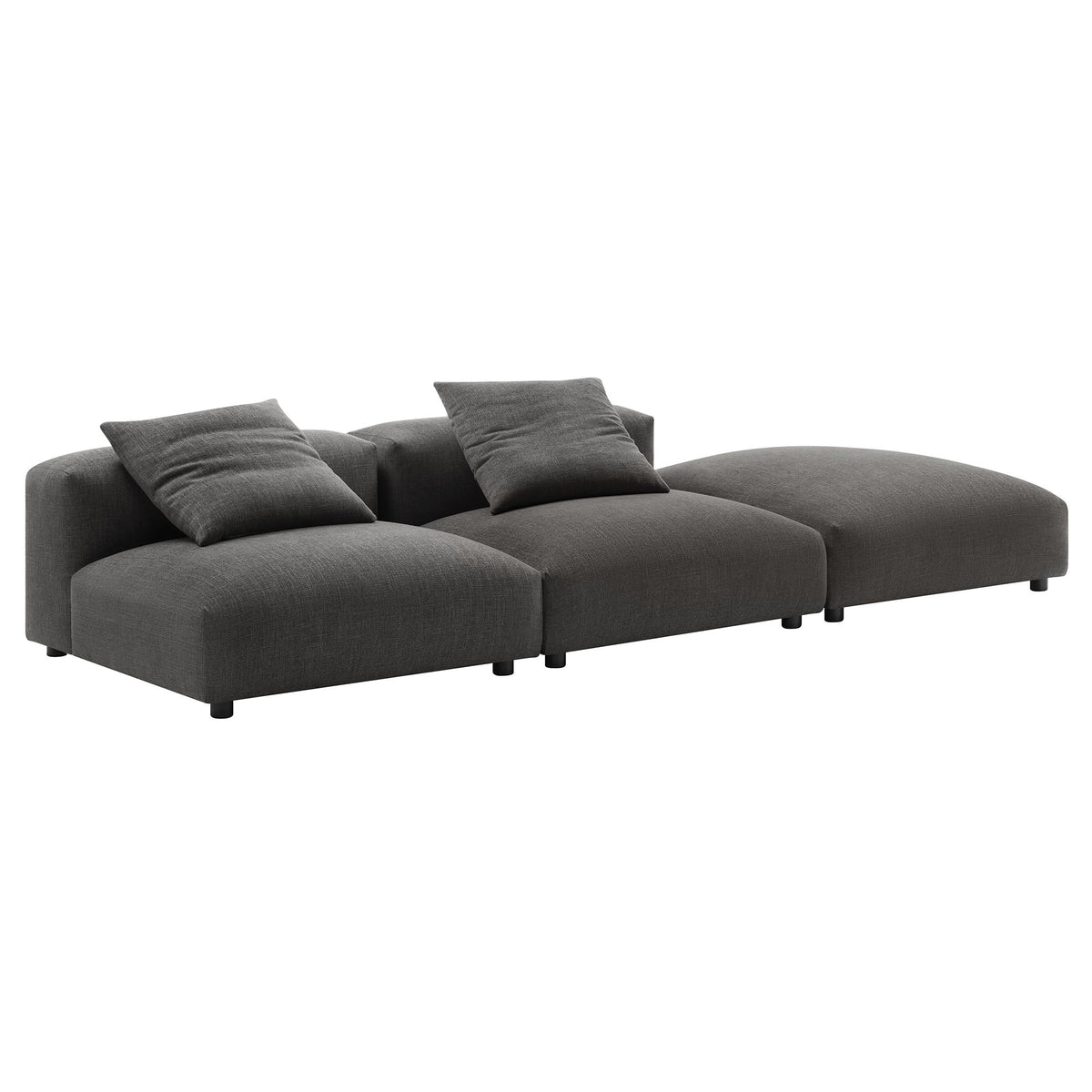 Solace Charcoal 3-Piece Modular Upholstered Fabric Sectional Sofa