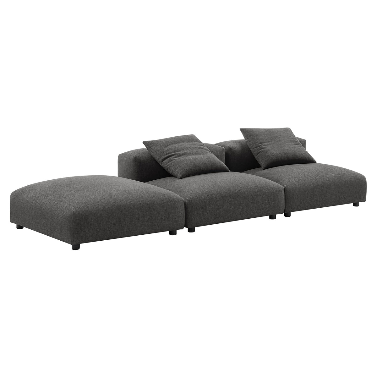 Solace Charcoal 3-Piece Modular Upholstered Fabric Sectional Sofa