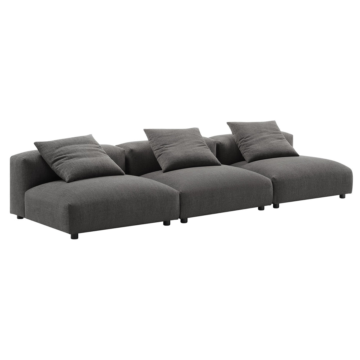 Solace Charcoal 3-Piece Modular Upholstered Fabric Sofa