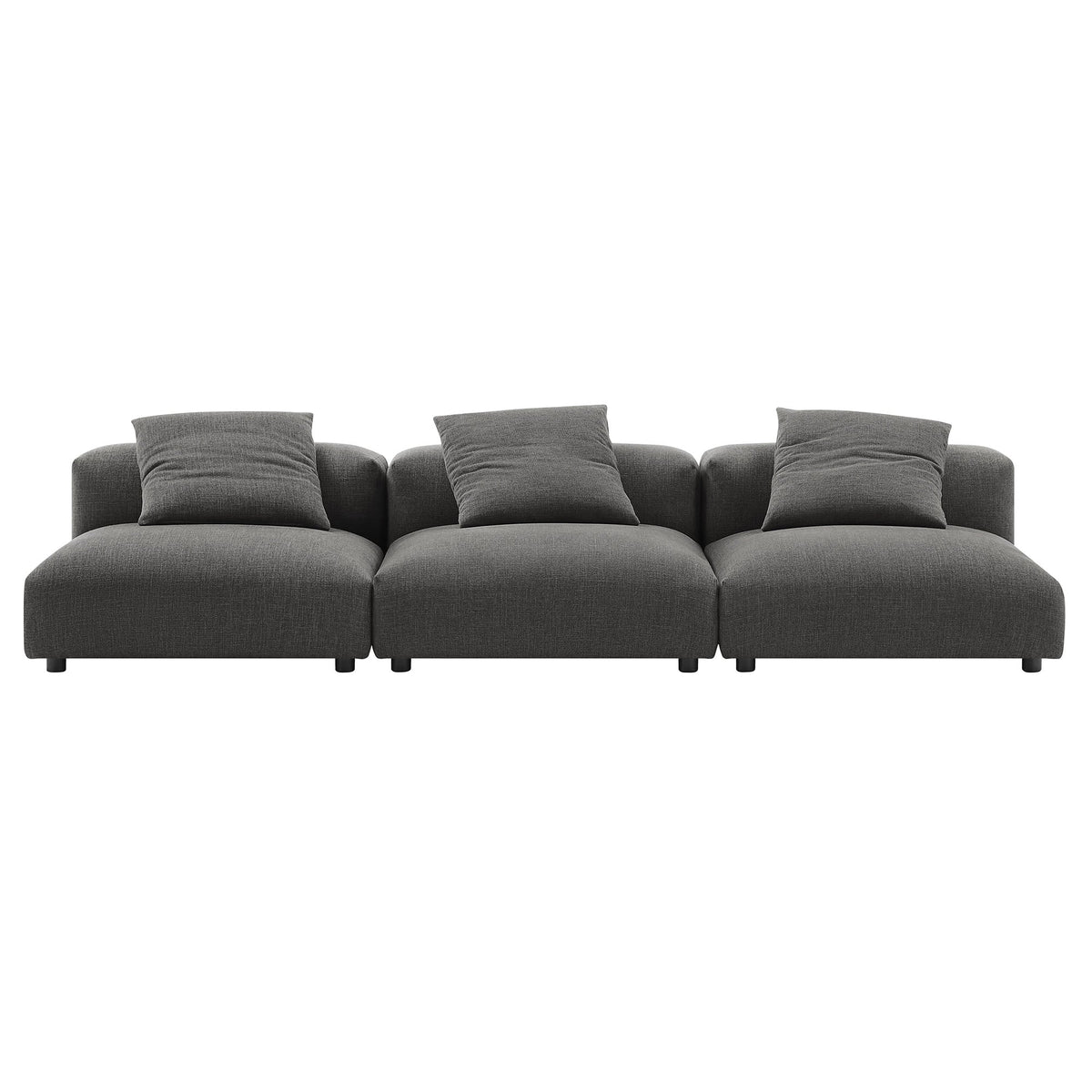 Solace Charcoal 3-Piece Modular Upholstered Fabric Sofa
