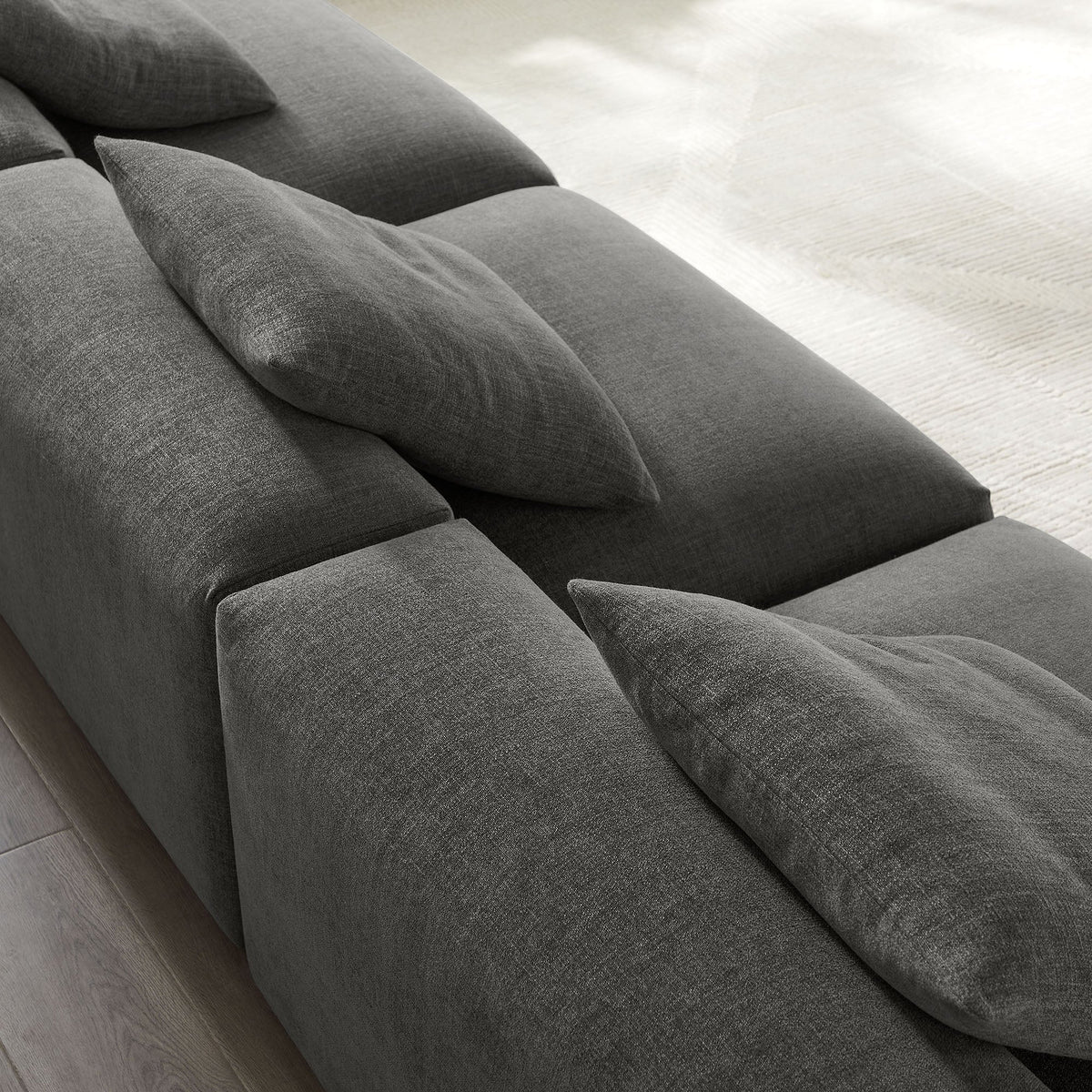 Solace Charcoal 3-Piece Modular Upholstered Fabric Sofa