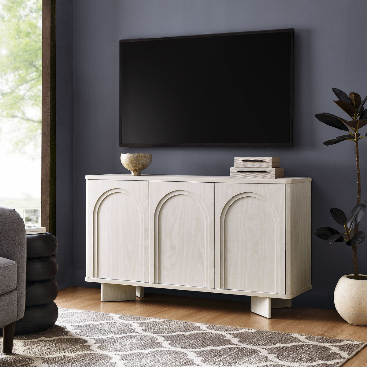 Flux White Wash Arched 3-Door Sideboard