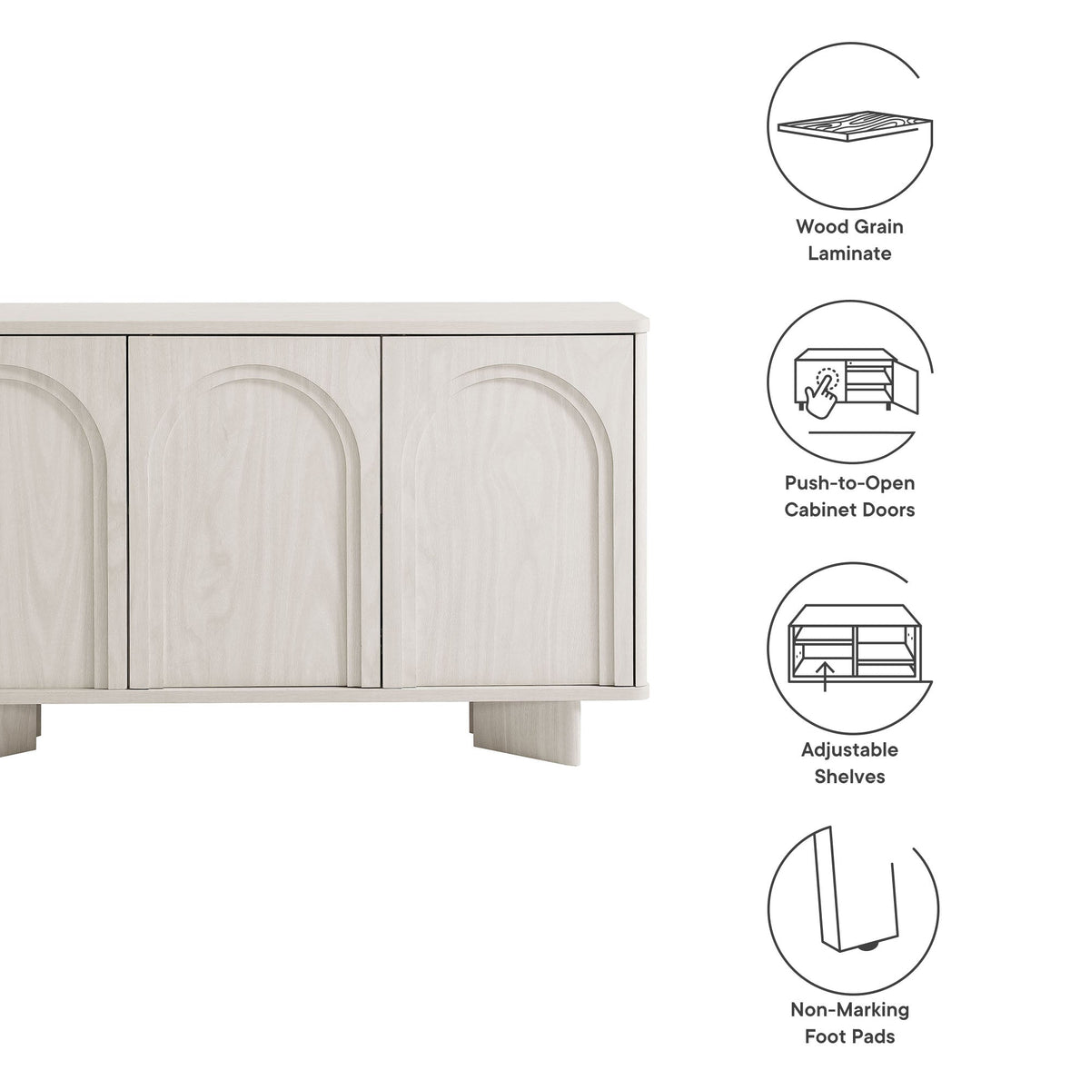 Flux White Wash Arched 3-Door Sideboard