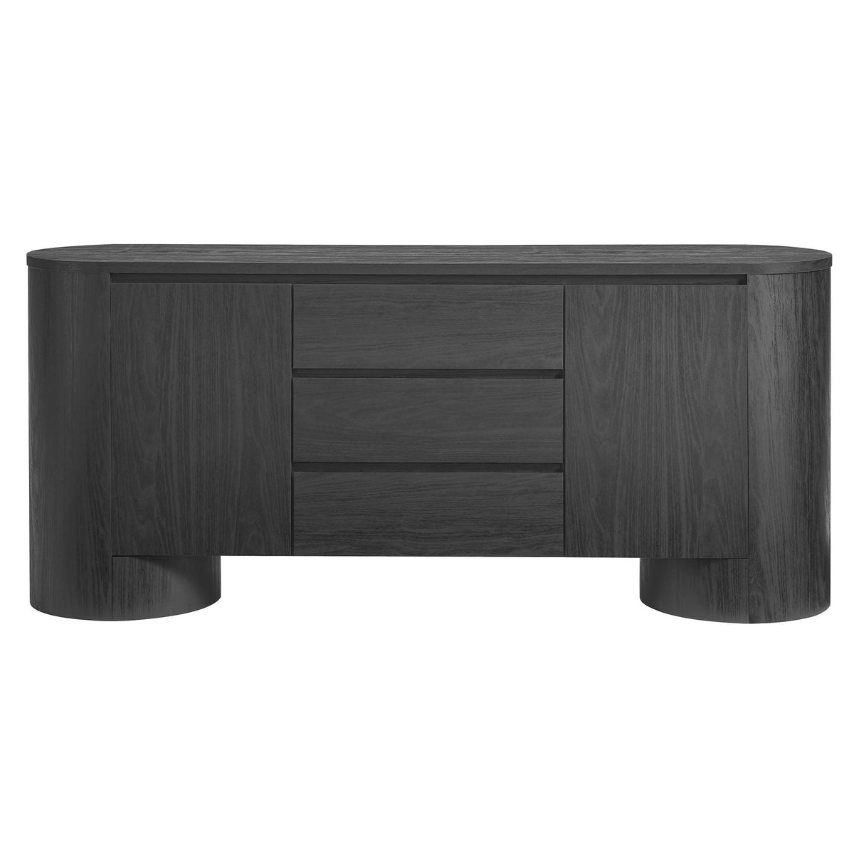 Duval Black 71" Rounded Sideboard Storage Cabinet