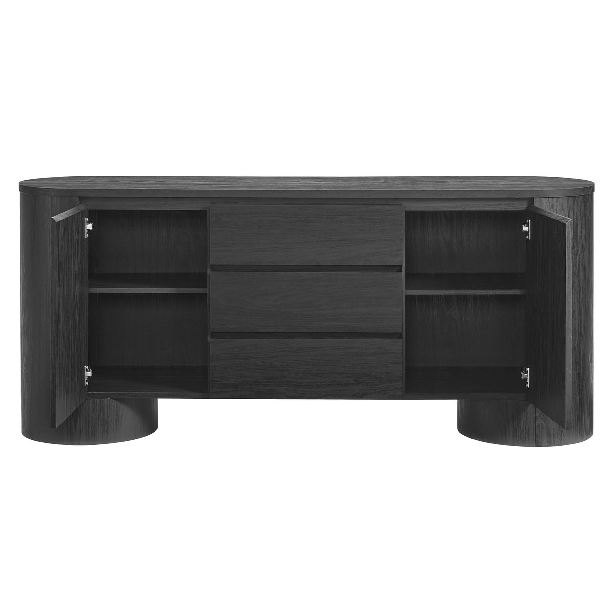 Duval Black 71" Rounded Sideboard Storage Cabinet