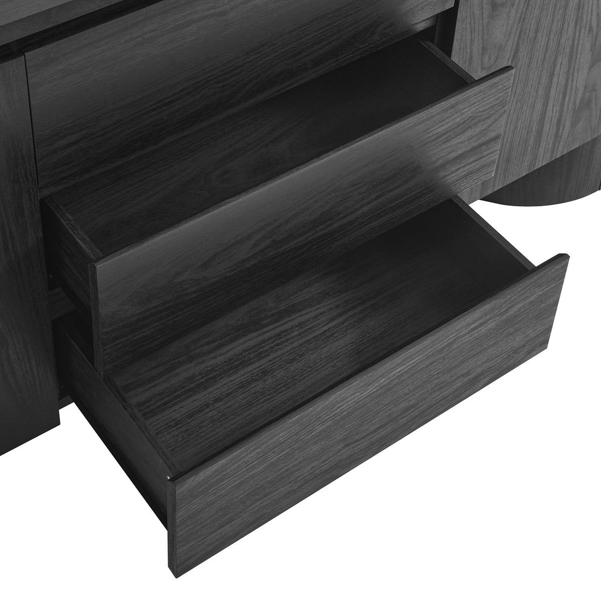 Duval Black 71" Rounded Sideboard Storage Cabinet