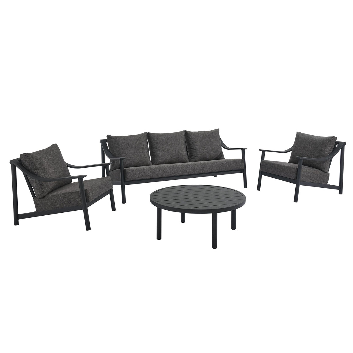 Terrace Carbon Graphite 4-Piece Outdoor Patio Aluminum Furniture Set