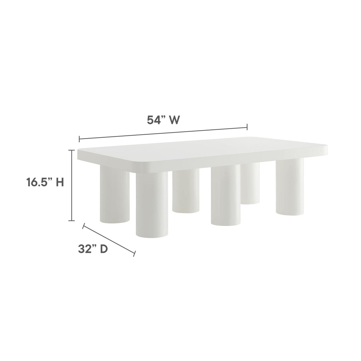 Cleo White 54" Rectangular Coffee Table
