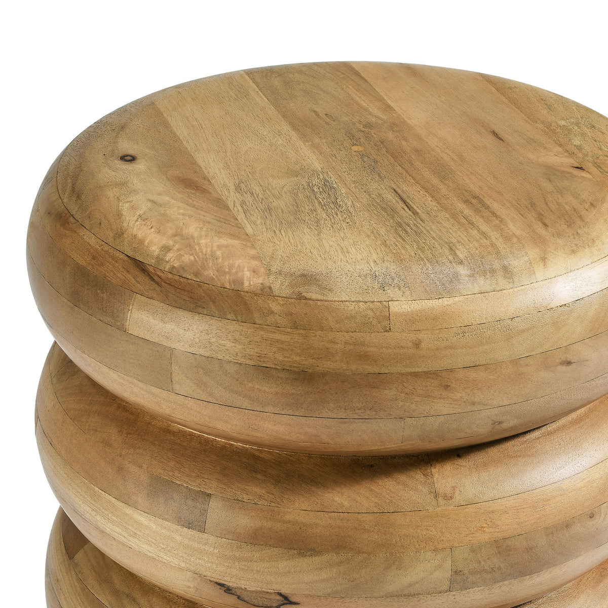 Ellery Natural Round Stacked Wood Side Table