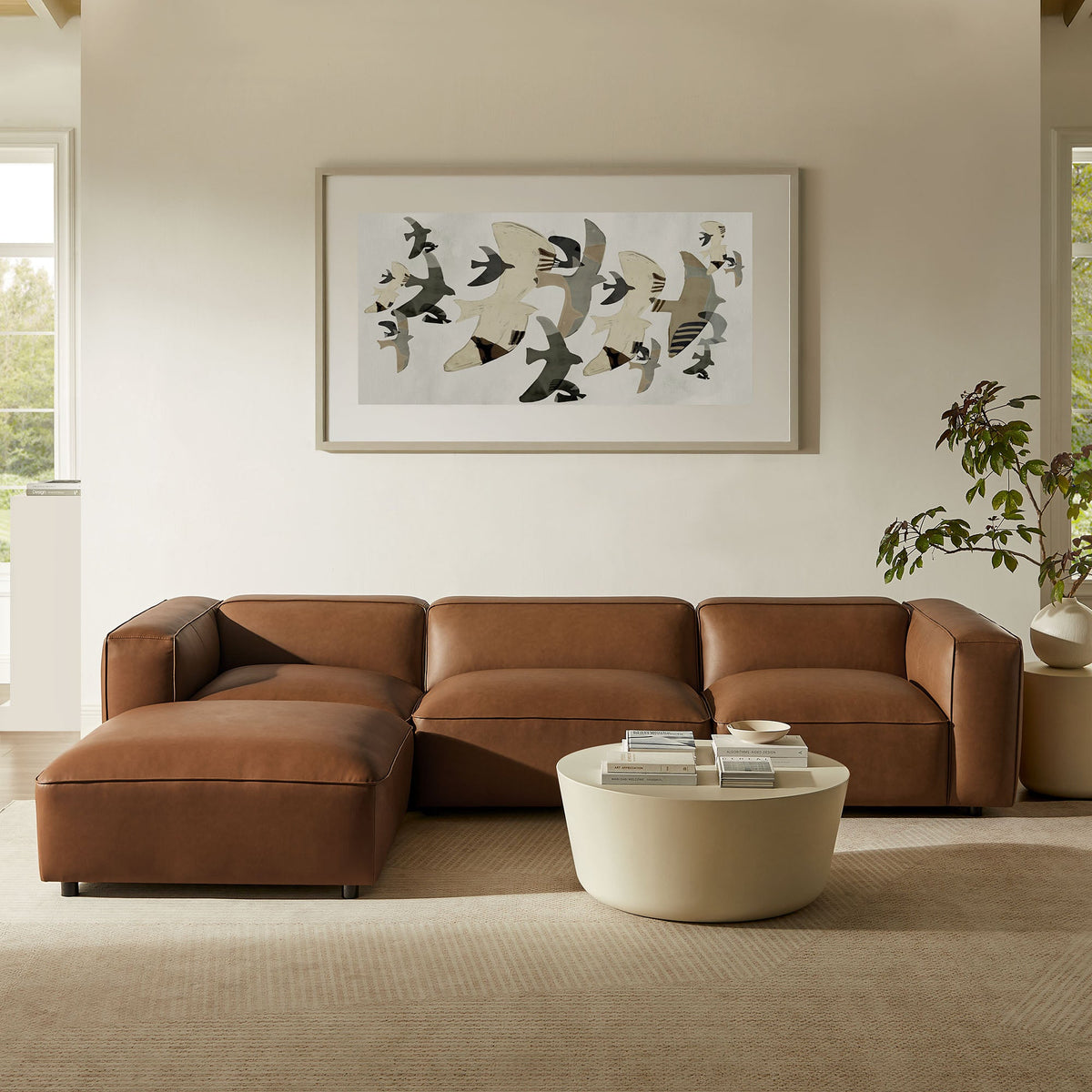 Auren Coffee 4-Piece Vegan Leather Modular Sofa Set