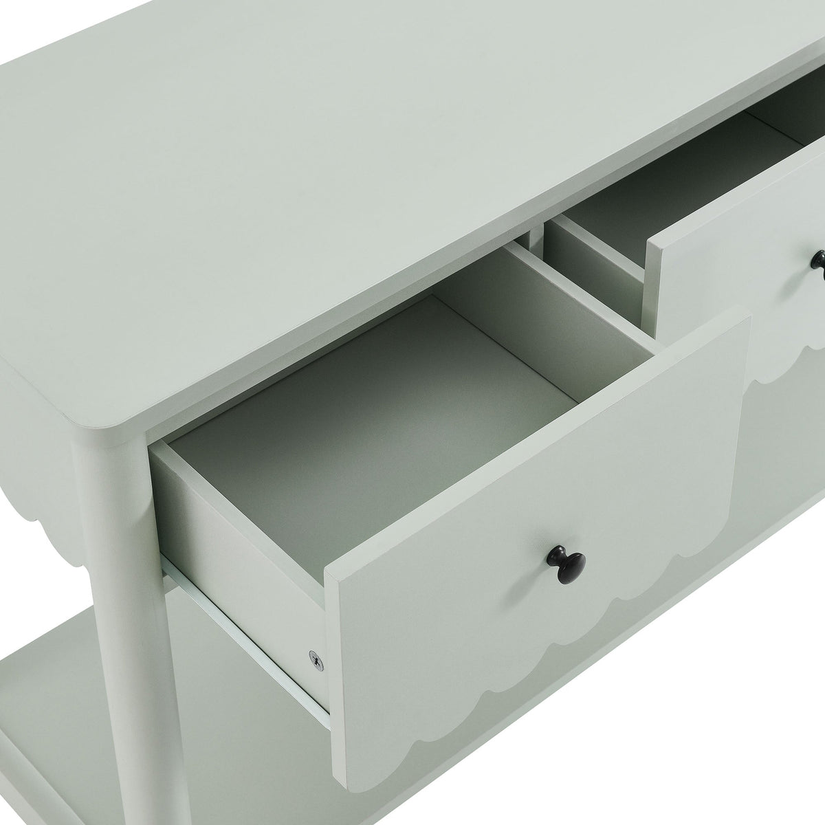 Emmeline Sage 3-Drawer Scalloped Console Table