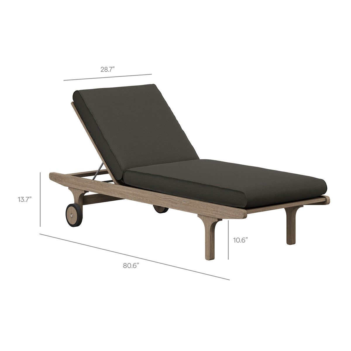 Saratoga Weathered Gray Flint Outdoor Patio Teak Chaise Lounge Chair