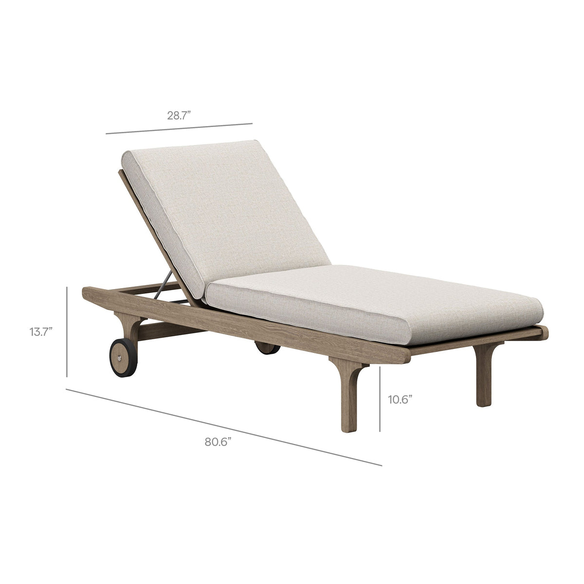 Saratoga Weathered Gray/Pebble Outdoor Patio Teak Chaise Lounge Chair