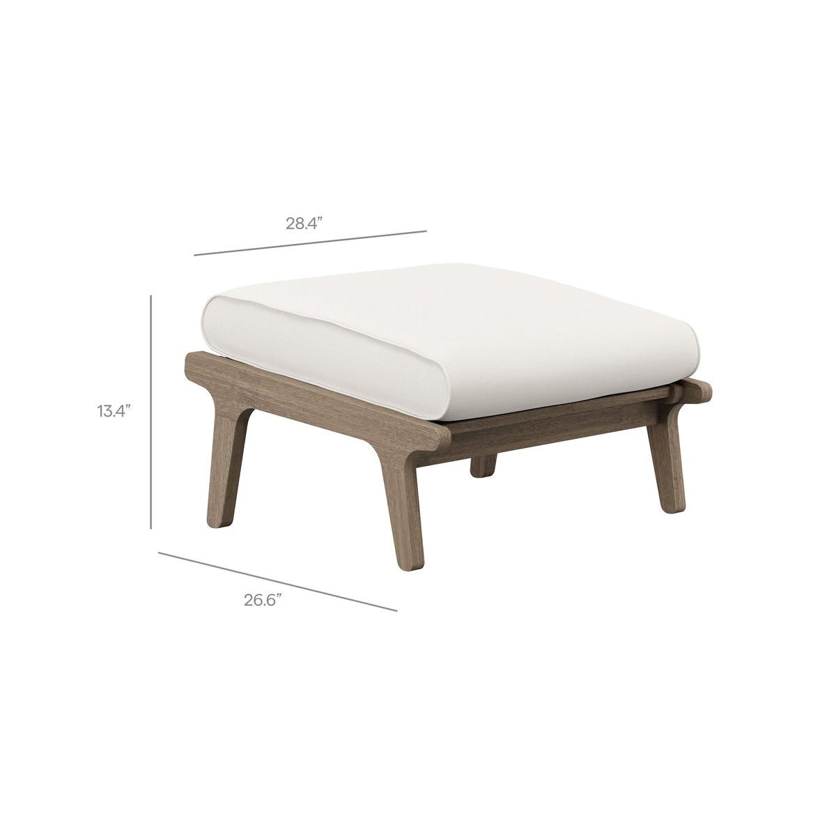 Saratoga Weathered Gray/White Outdoor Patio Teak Wood Chair and Ottoman Set