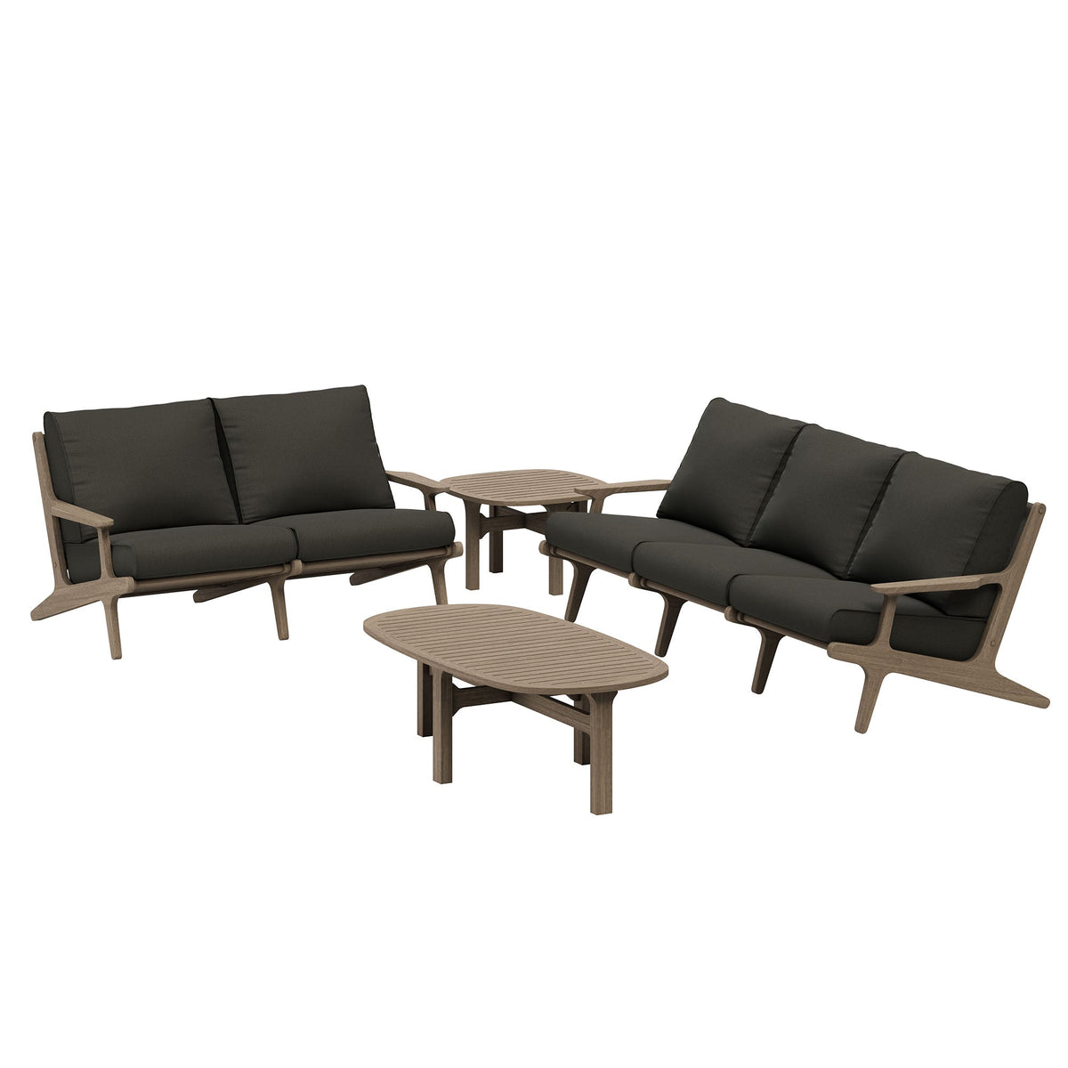 Saratoga Weathered Gray Flint 4-Piece Outdoor Patio Teak Wood Furniture Set - 62.3x174.2"