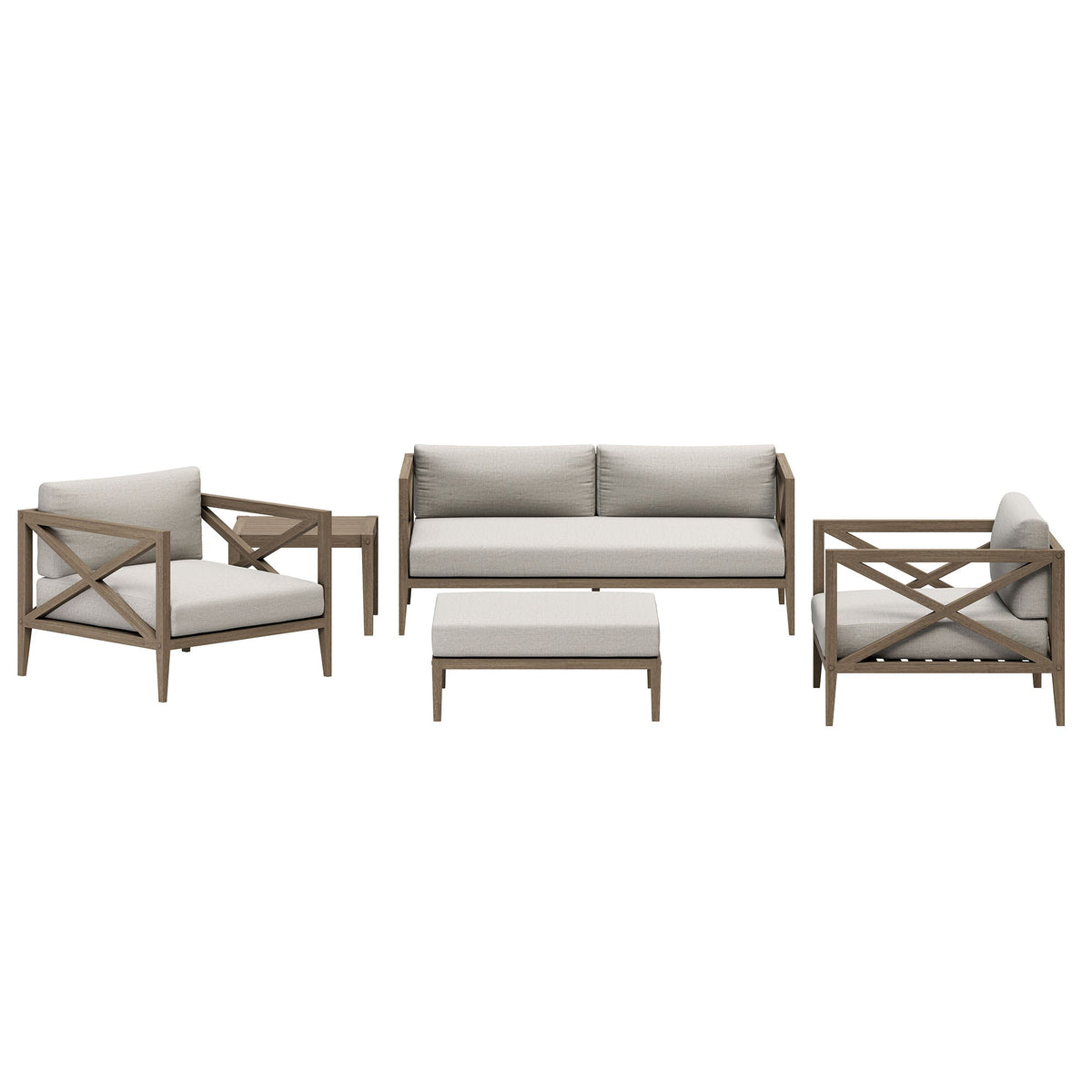 Northlake Weathered Gray/Pebble 5-Piece Outdoor Patio Teak Wood Furniture Set