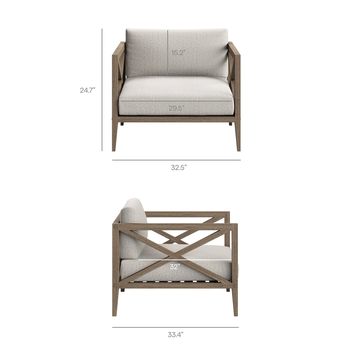 Northlake Weathered Gray/Pebble 5-Piece Outdoor Patio Teak Wood Furniture Set