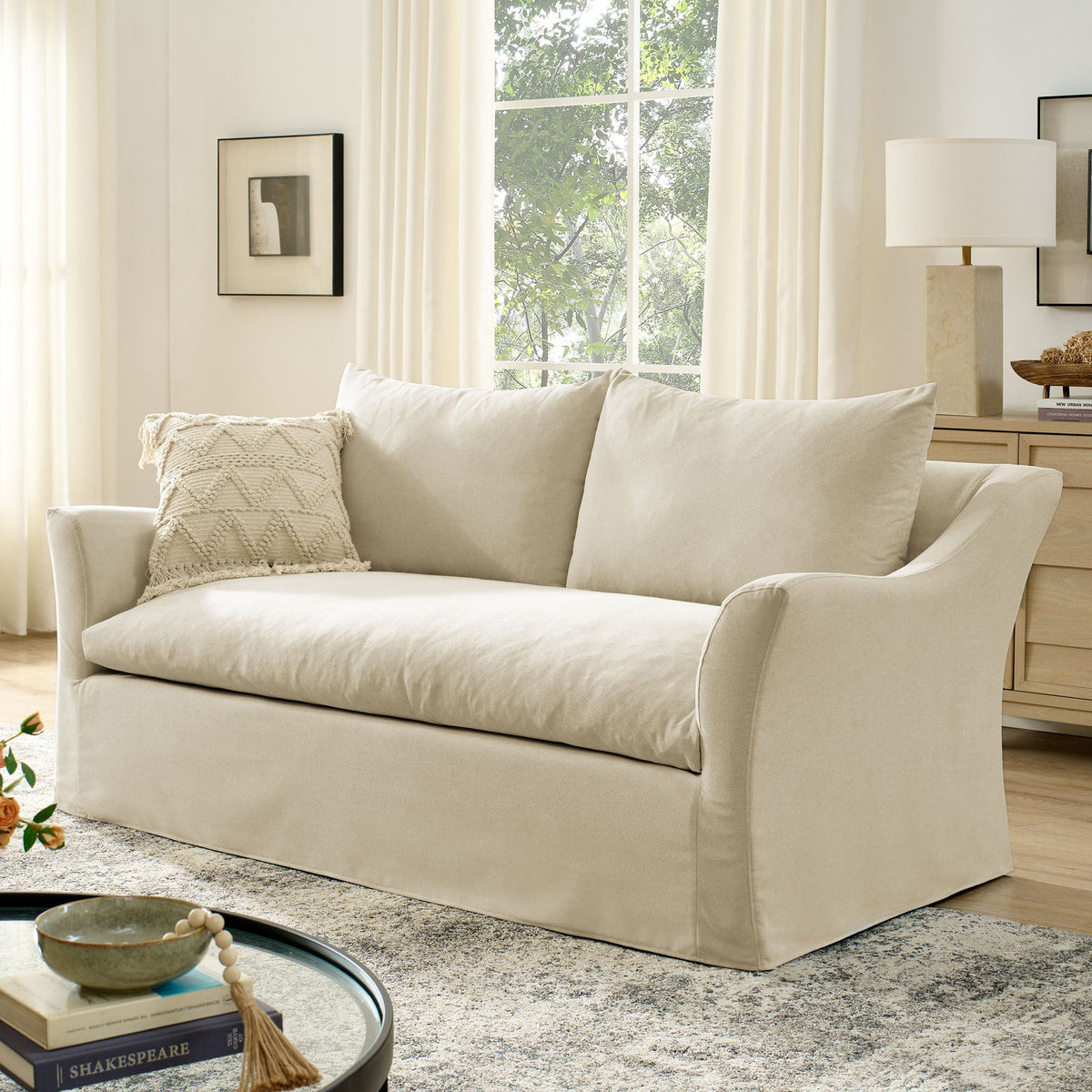 Somerset 70" Linen Blend Slipcovered Loveseat