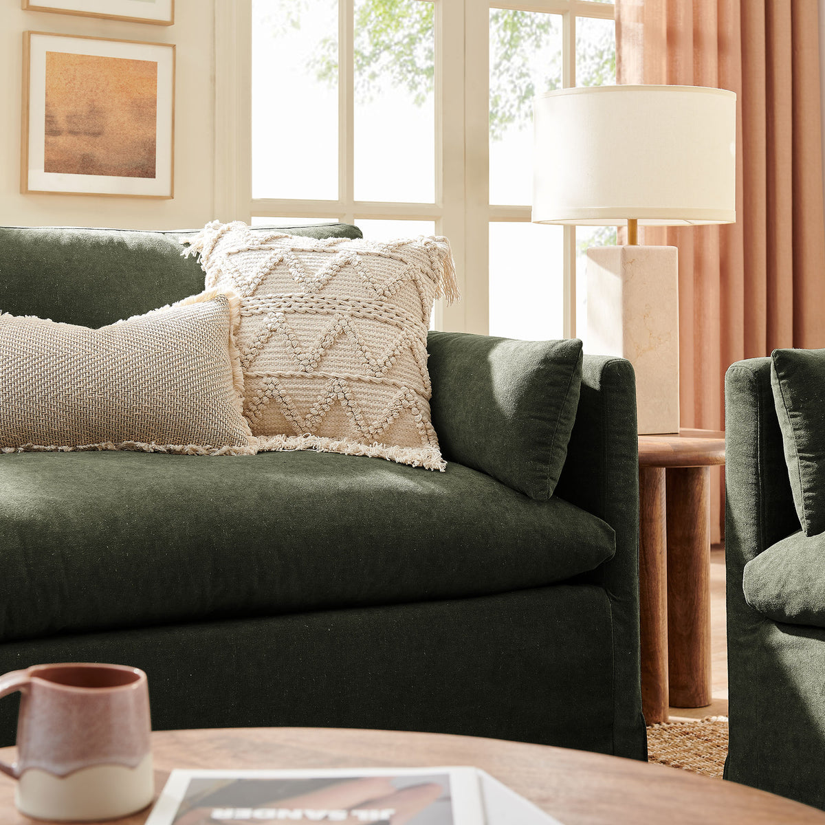 Wellfleet Sage Slipcovered Linen-Blend Loveseat