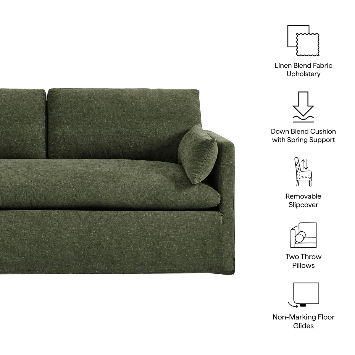 Wellfleet Sage Slipcovered Linen-Blend Loveseat