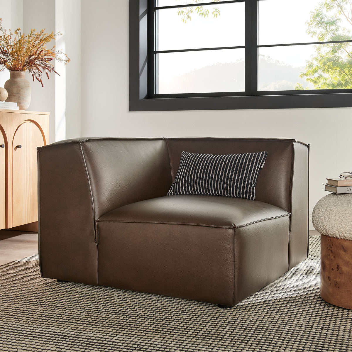 Restore Espresso Vegan Leather Modular Corner Chair