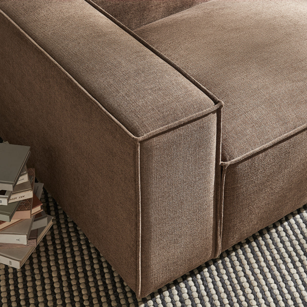Restore Mocha Performance Fabric Upholstered Left-Facing Modular Lounge Chair