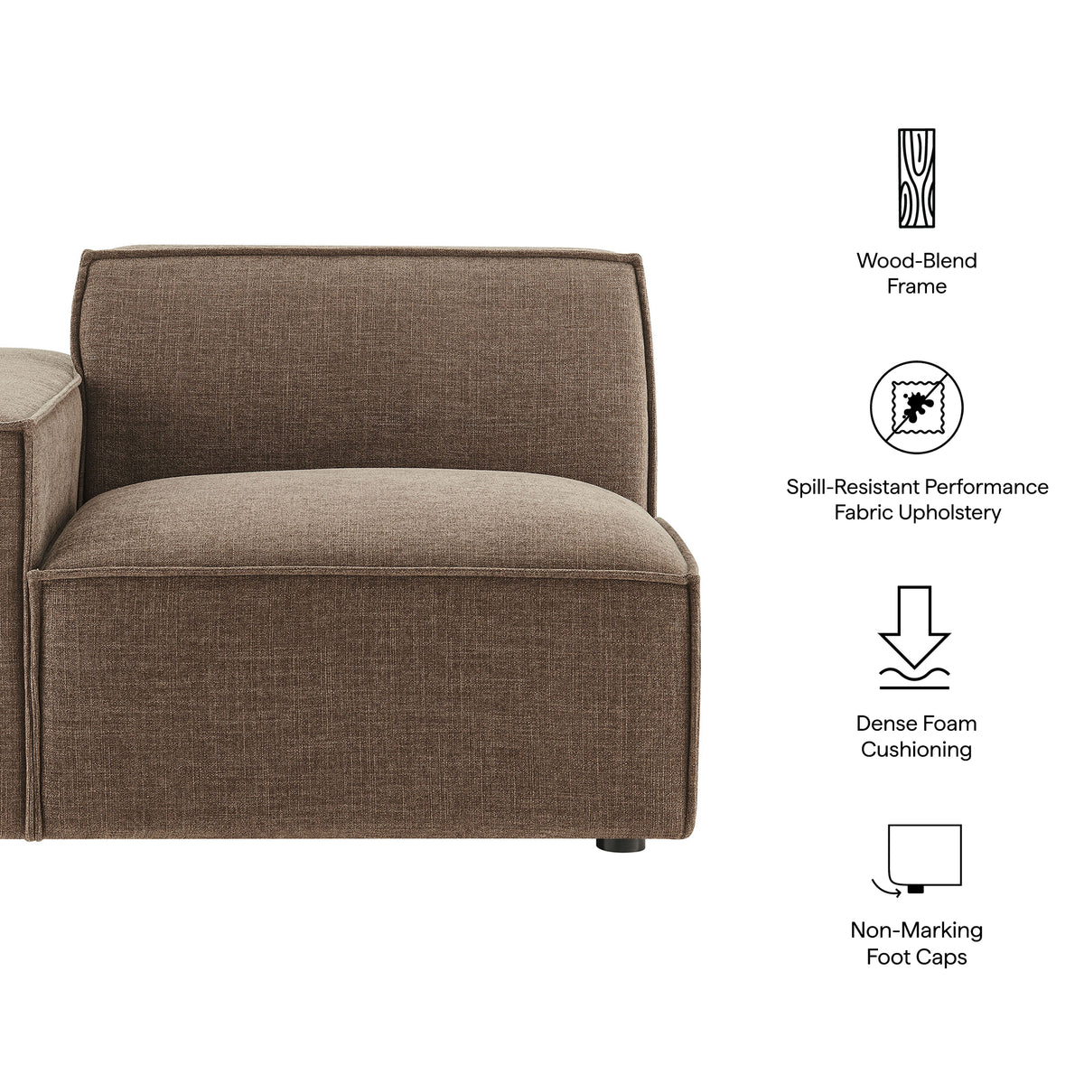Restore Mocha Performance Fabric Upholstered Left-Facing Modular Lounge Chair