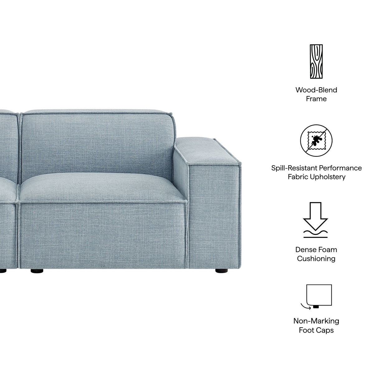 Restore Sky Blue 2-Piece Performance Fabric Upholstered Modular Loveseat