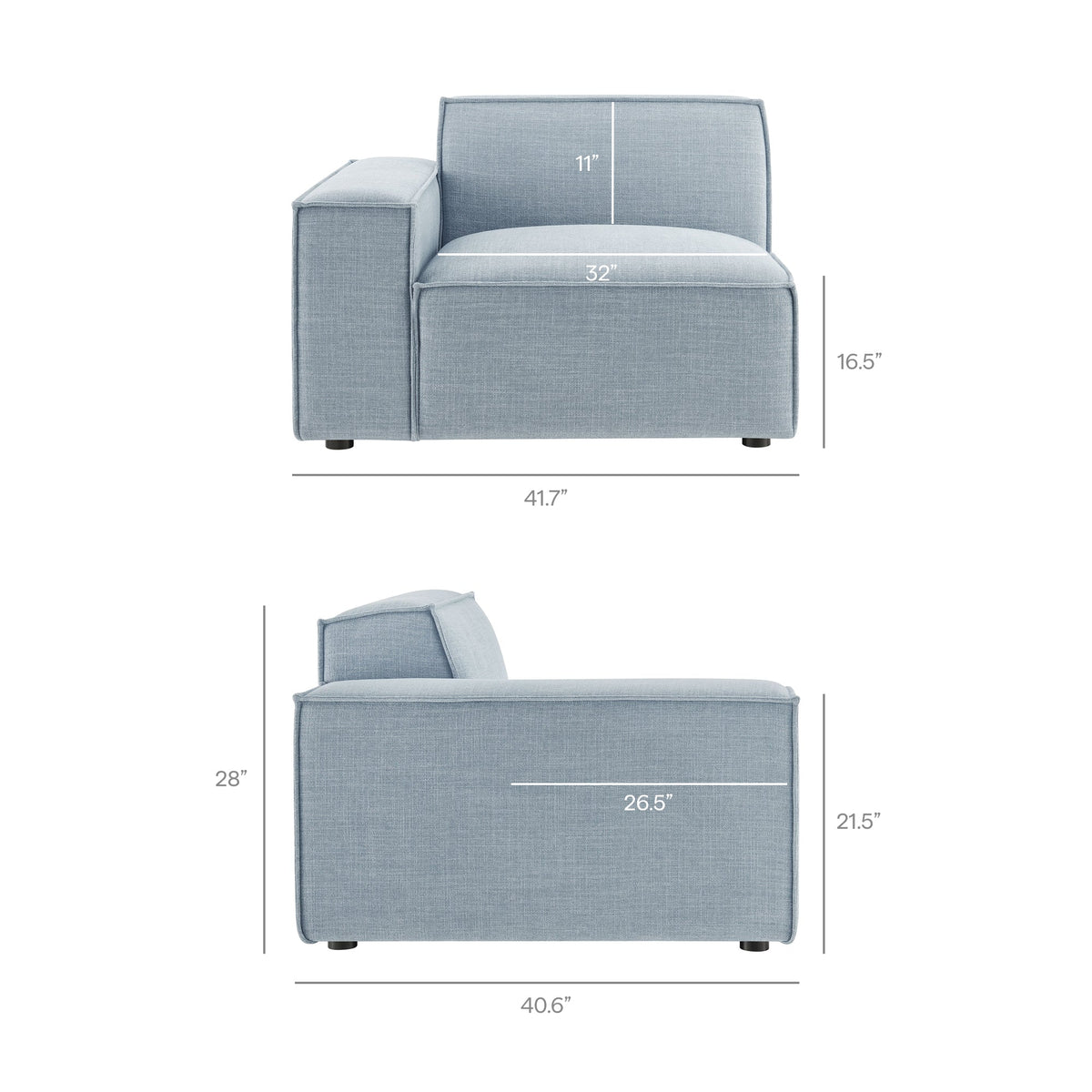 Restore Sky Blue 2-Piece Performance Fabric Upholstered Modular Loveseat