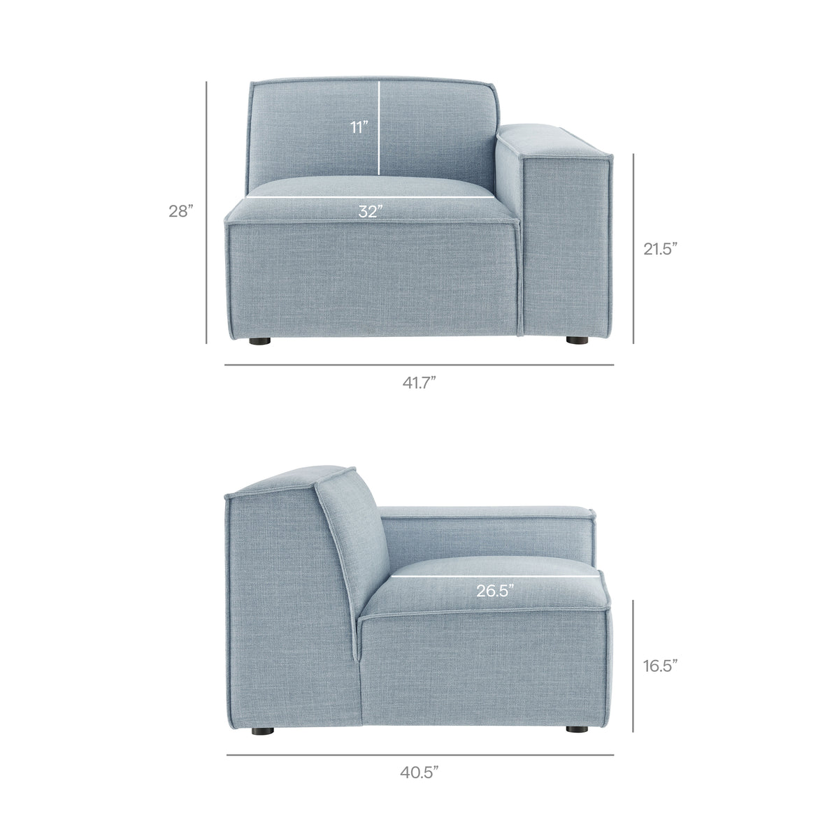 Restore Sky 3-Piece Performance Fabric Upholstered Modular Sofa Set