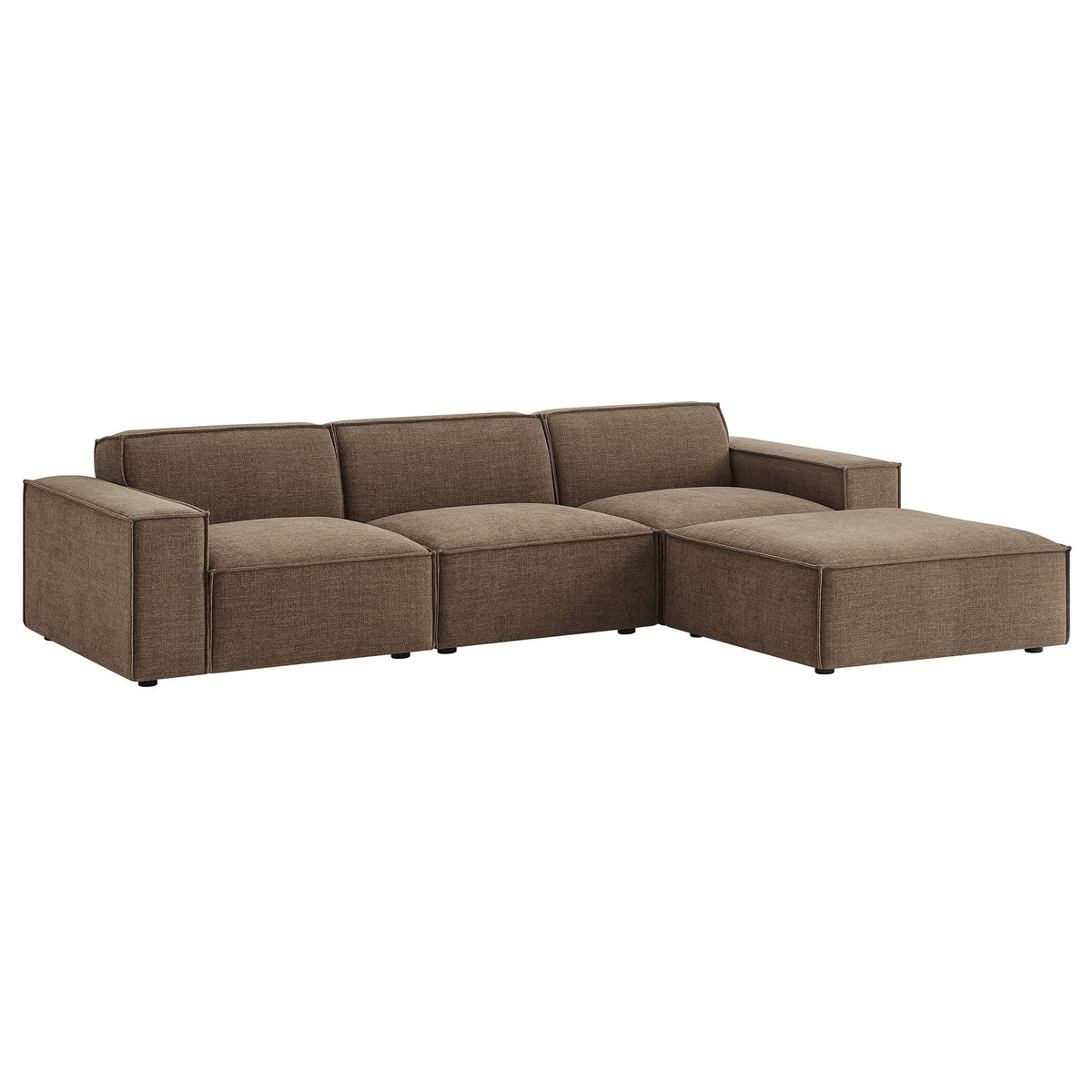 Restore Mocha 4-Piece Performance Fabric Upholstered Modular Sofa Set with Ottoman
