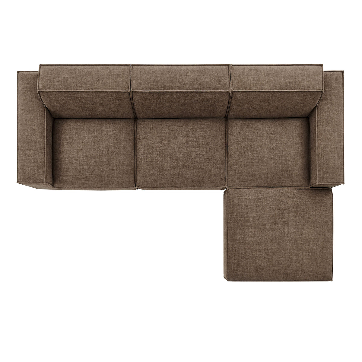 Restore Mocha 4-Piece Performance Fabric Upholstered Modular Sofa Set with Ottoman