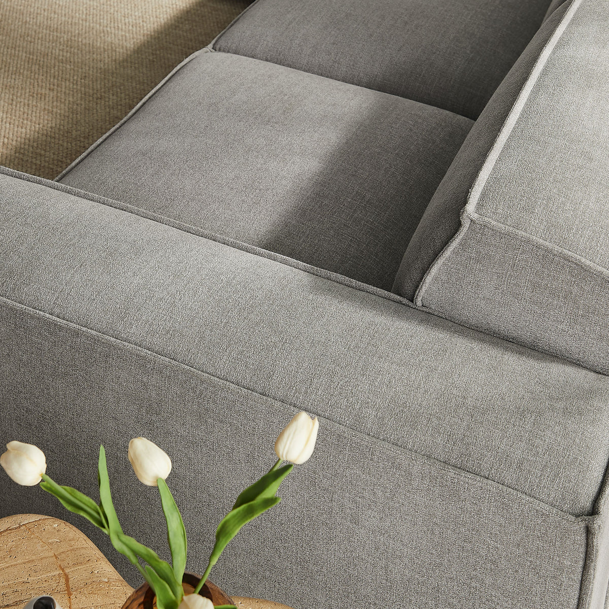 Restore Pewter 5-Piece Performance Fabric Upholstered Modular L-Shaped Sofa