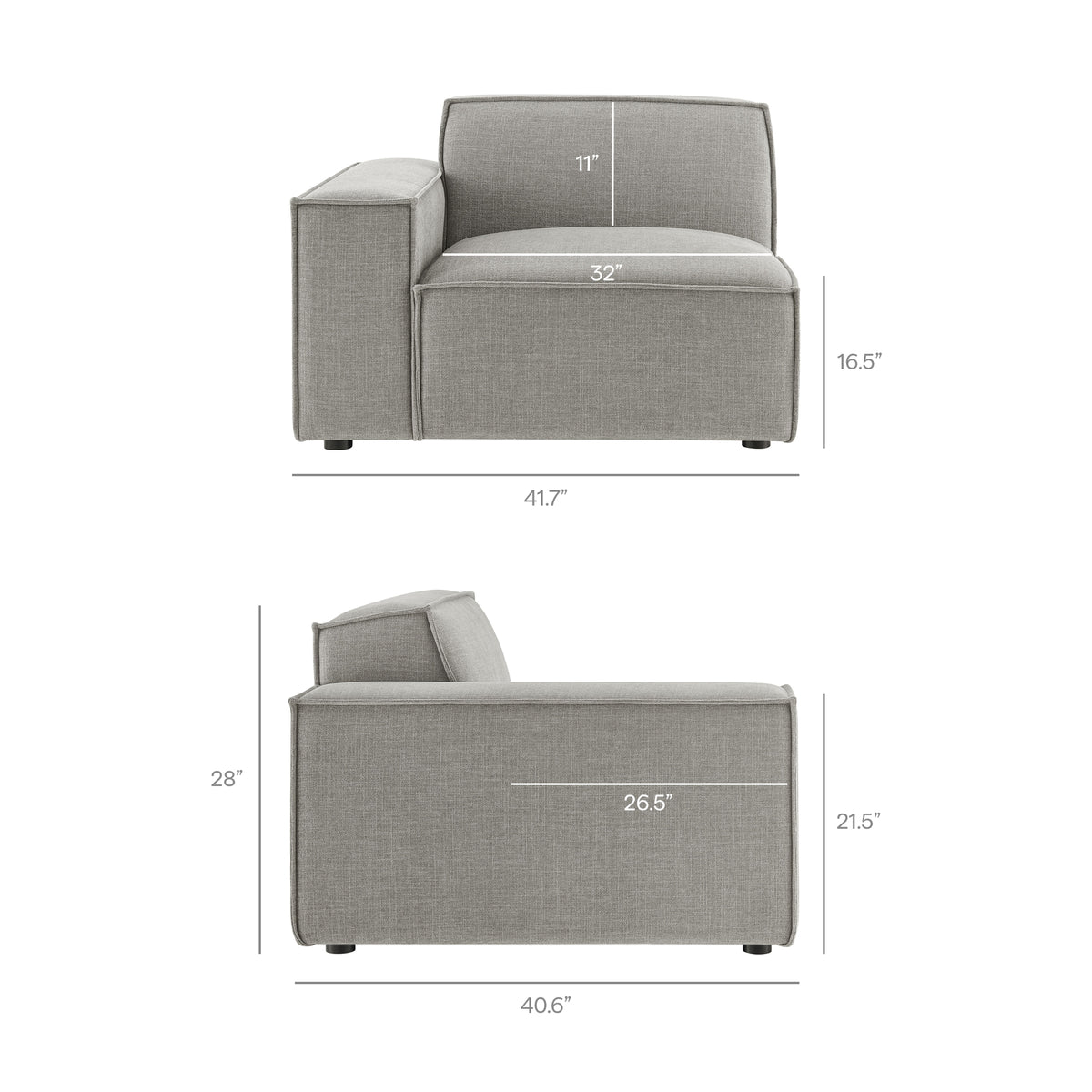Restore Pewter 5-Piece Performance Fabric Upholstered Modular L-Shaped Sofa