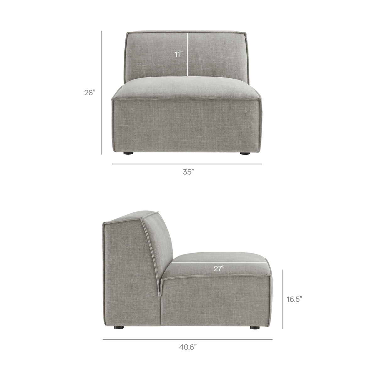 Restore Pewter 5-Piece Performance Fabric Upholstered Modular L-Shaped Sofa