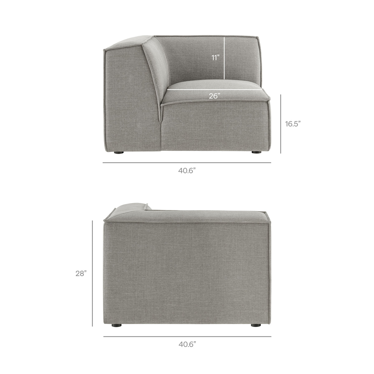 Restore Pewter 5-Piece Performance Fabric Upholstered Modular L-Shaped Sofa