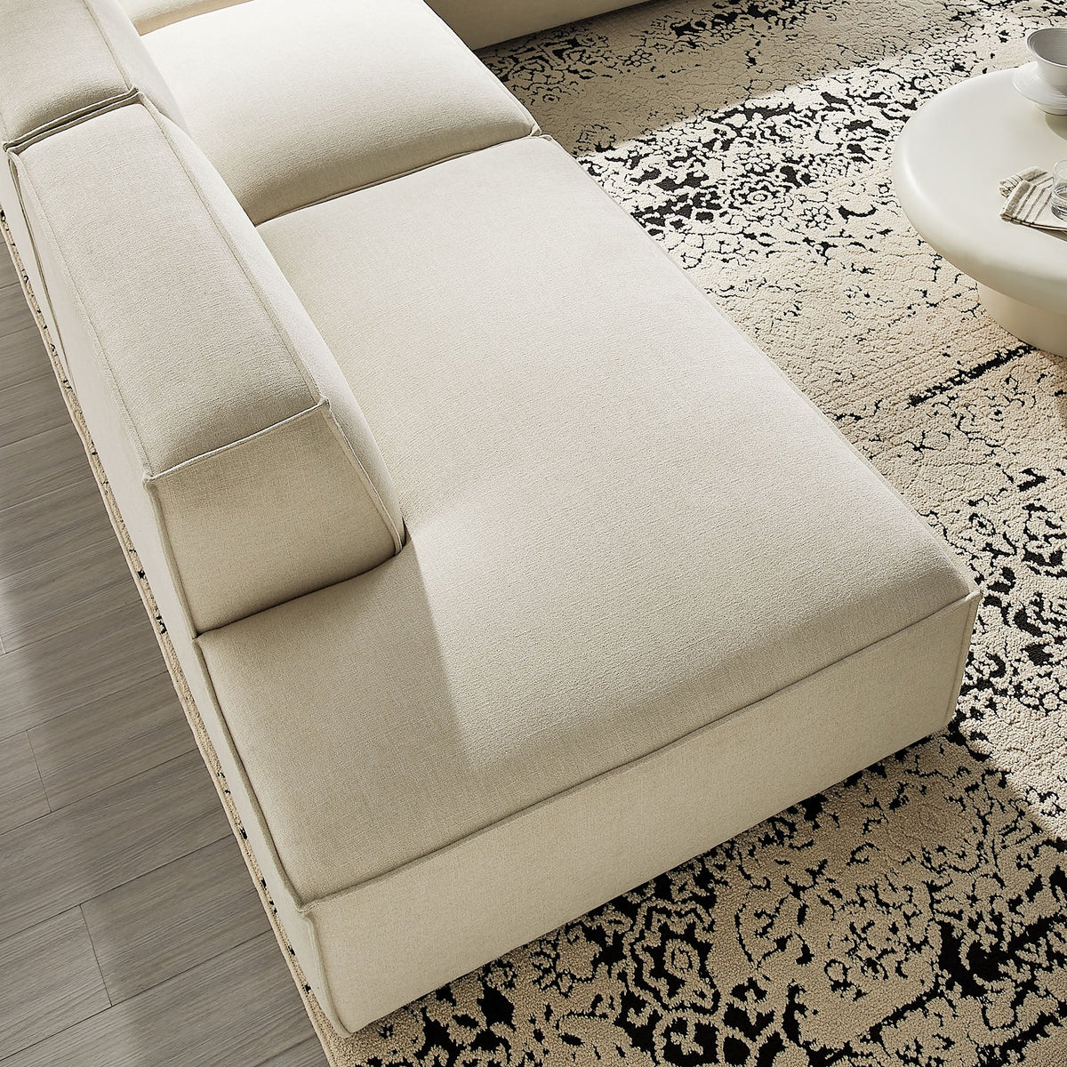 Restore Ecru 4-Piece Performance Fabric Upholstered Modular L-Shaped Armless Sectional Sofa