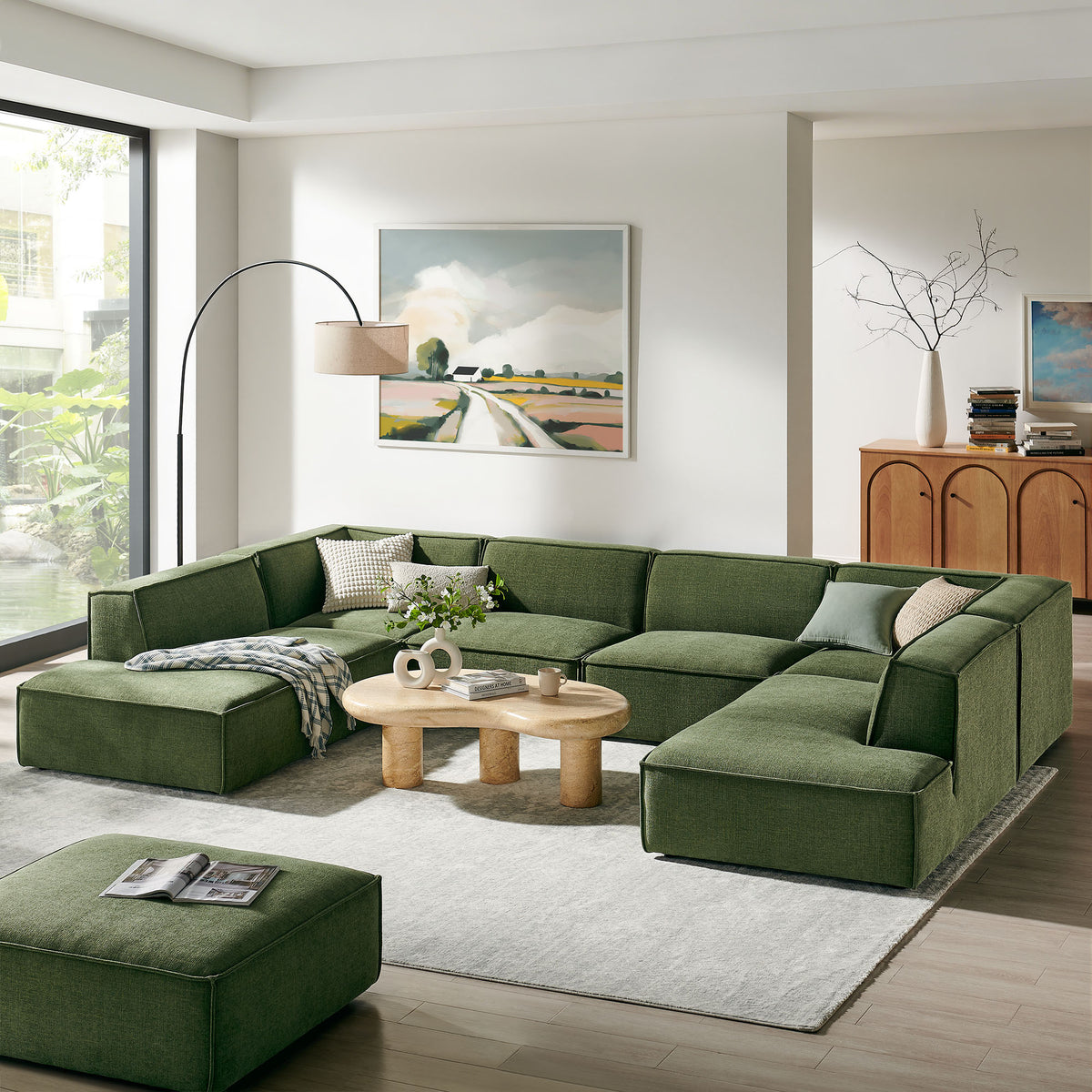 Restore Foliage 6-Piece Performance Fabric Upholstered U-Shaped Sectional Sofa