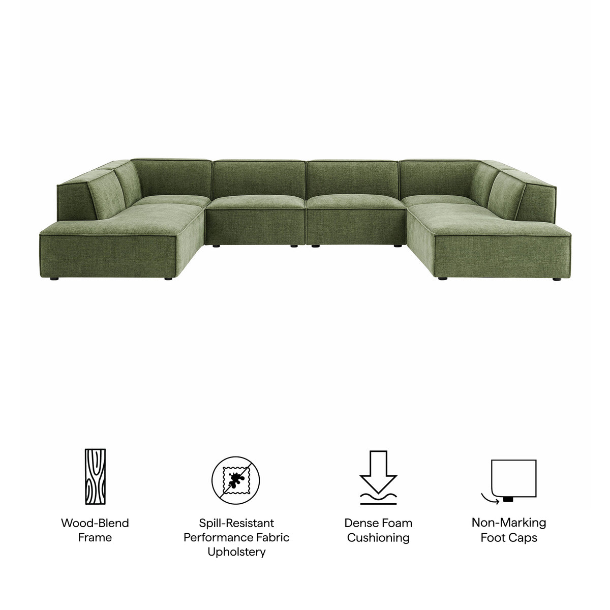 Restore Foliage 6-Piece Performance Fabric Upholstered U-Shaped Sectional Sofa