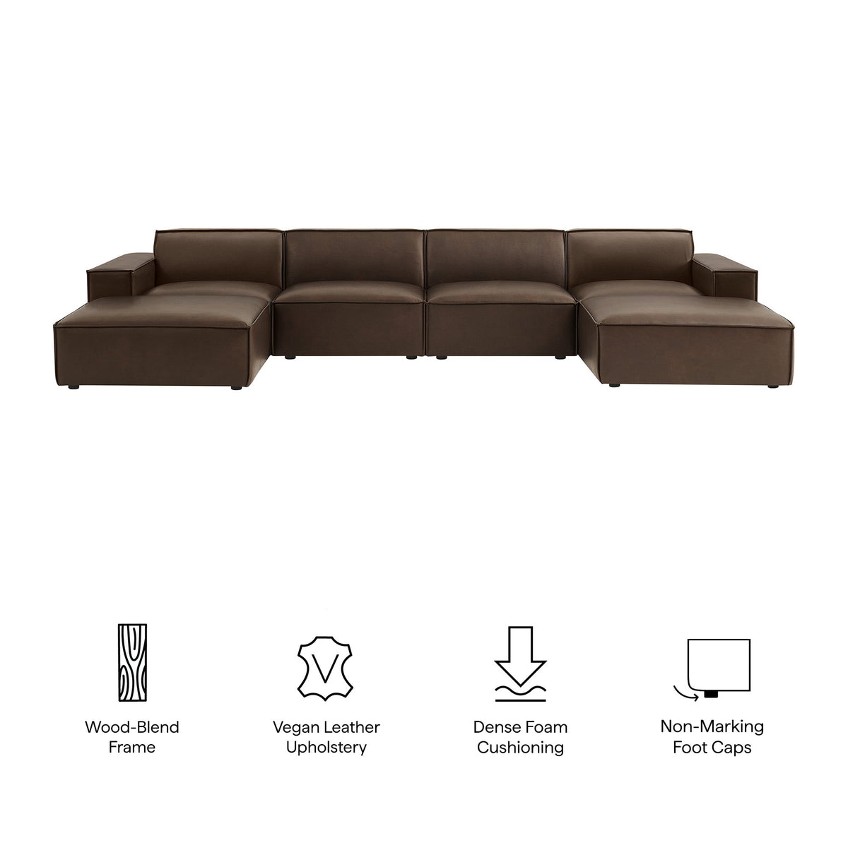 Restore Espresso 6-Piece Vegan Leather Modular Sectional Sofa