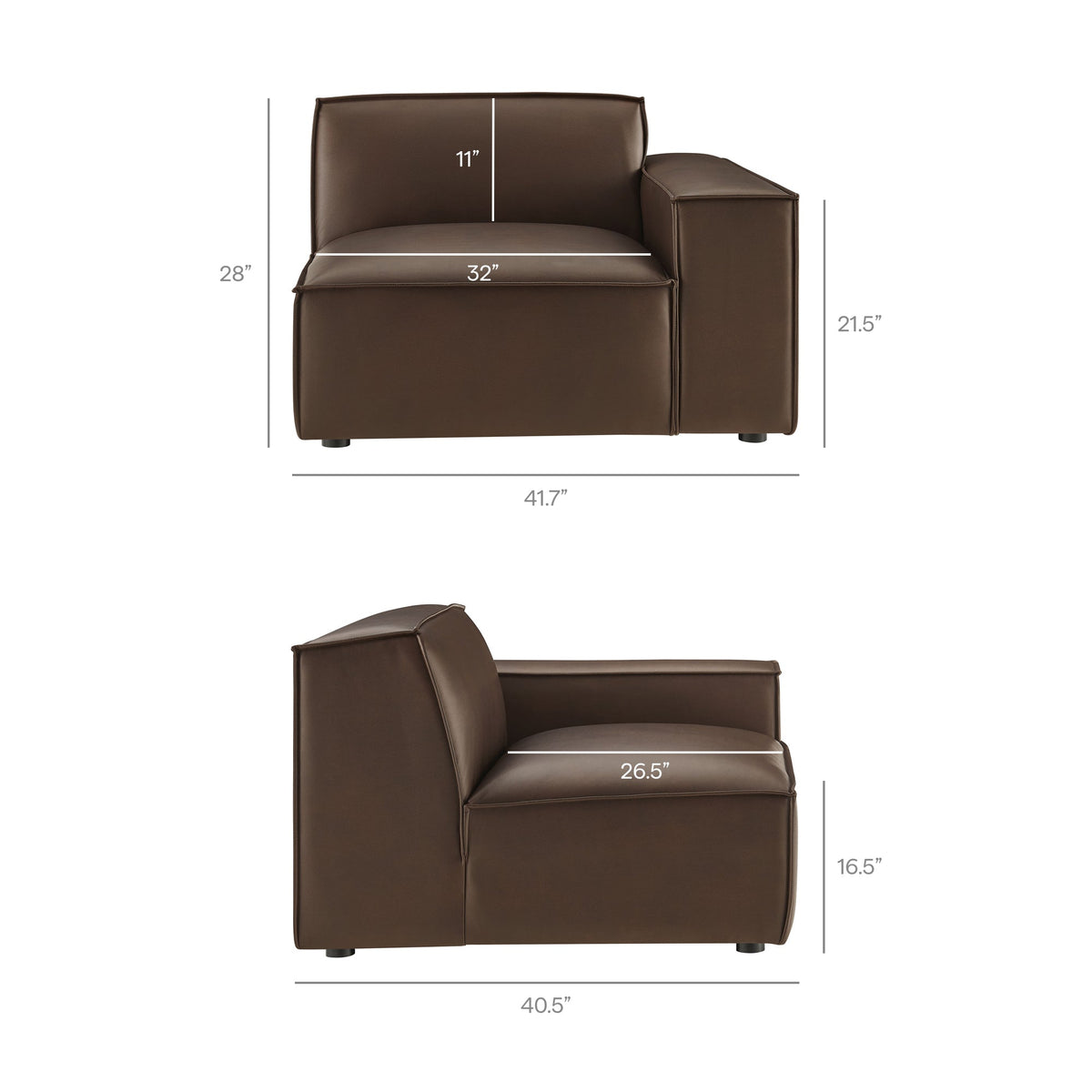 Restore Espresso 6-Piece Vegan Leather Modular Sectional Sofa
