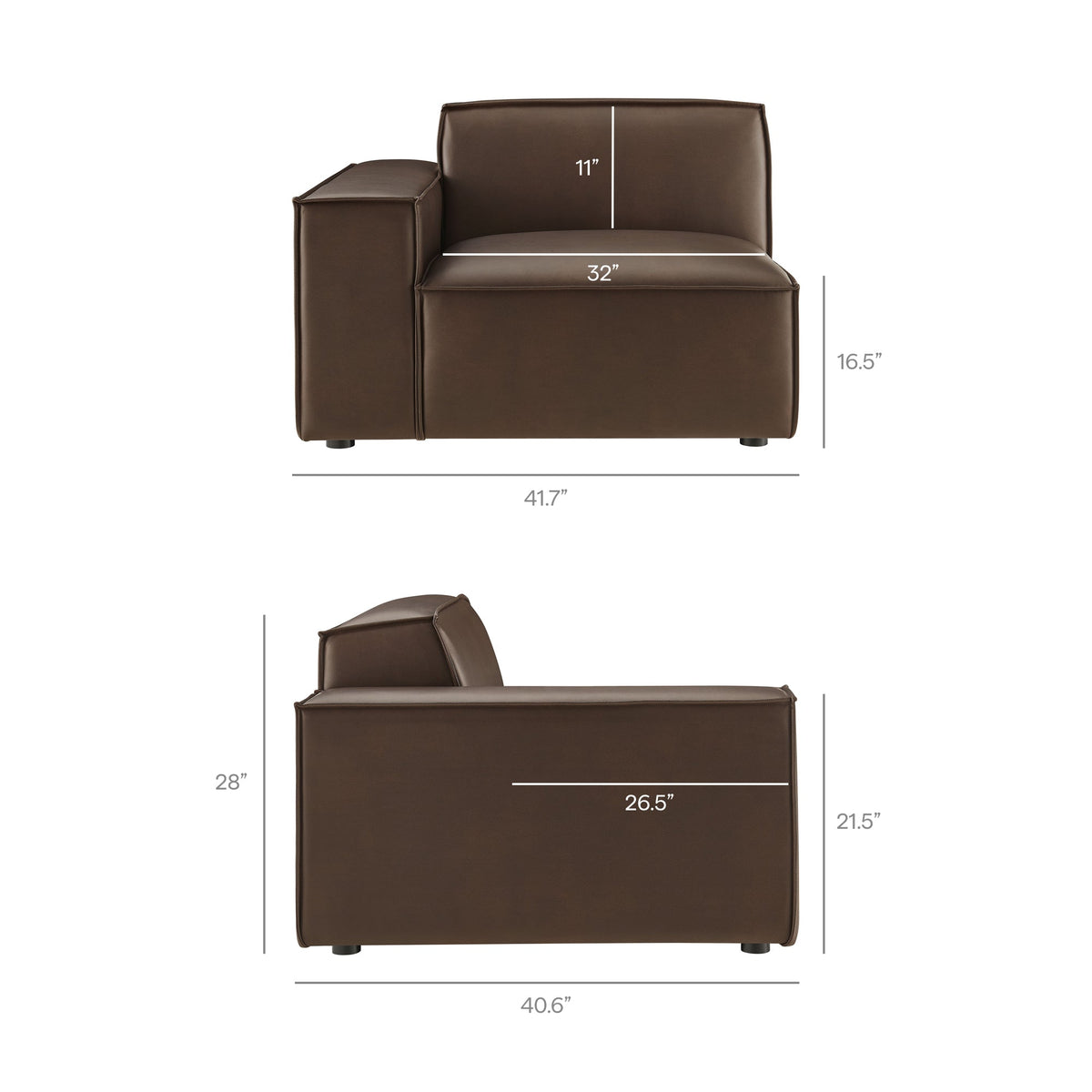 Restore Espresso 6-Piece Vegan Leather Modular Sectional Sofa