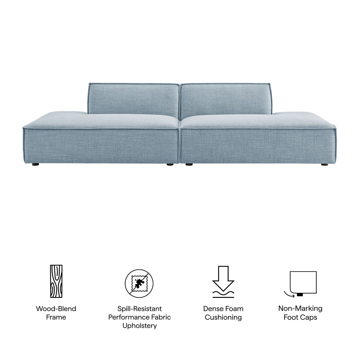Restore Sky 2-Piece Performance Fabric Upholstered Modular Loveseat - 40.5x112"