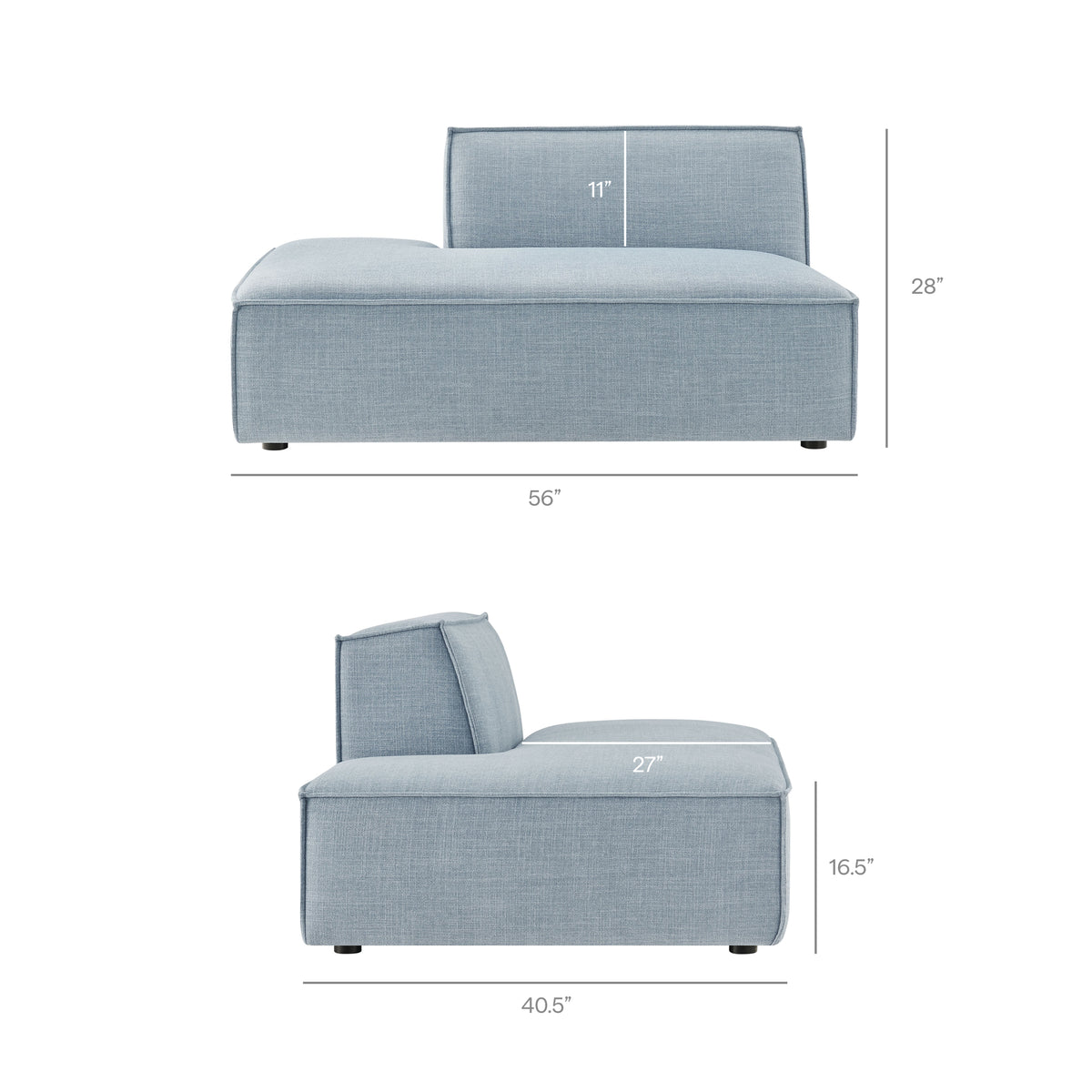Restore Sky 2-Piece Performance Fabric Upholstered Modular Loveseat - 40.5x112"